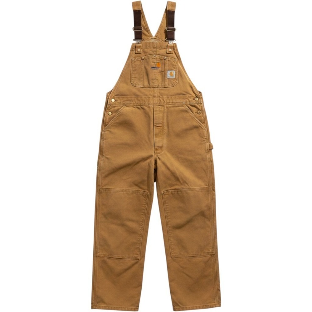 Carhartt Duck Bib Overalls 40x34 Brown Double Knee 100% Cotton Dungarees